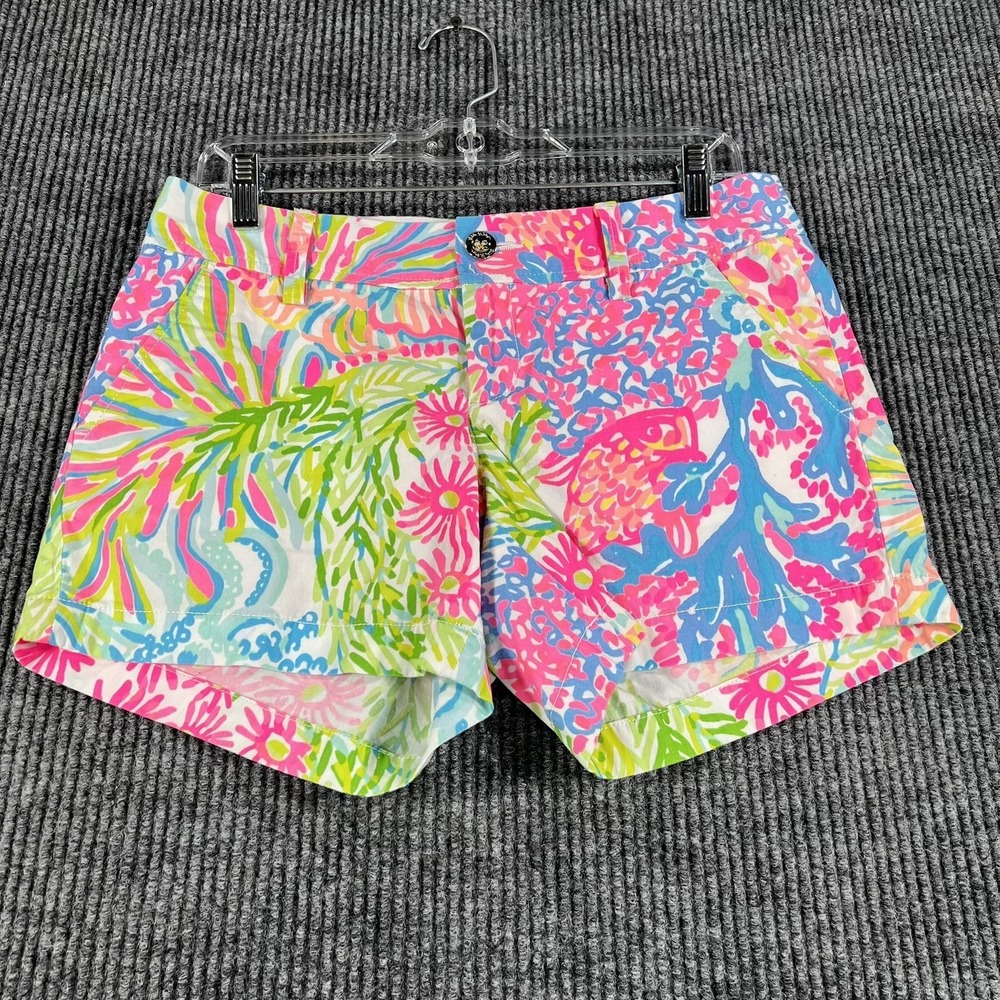 Lilly Pulitzer Shorts Womens 4 Multicolor Callahan Fish Print Cotton Summer